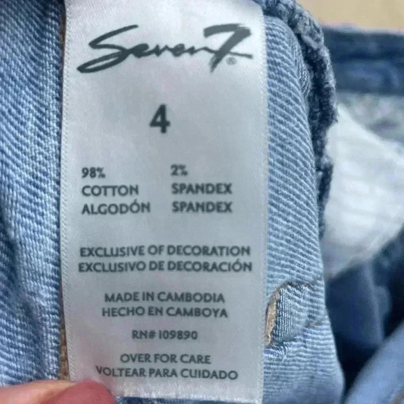 Seven7 women’s light wash distressed straight leg denim jeans sz 4 98% cotton - Picture 8 of 8
